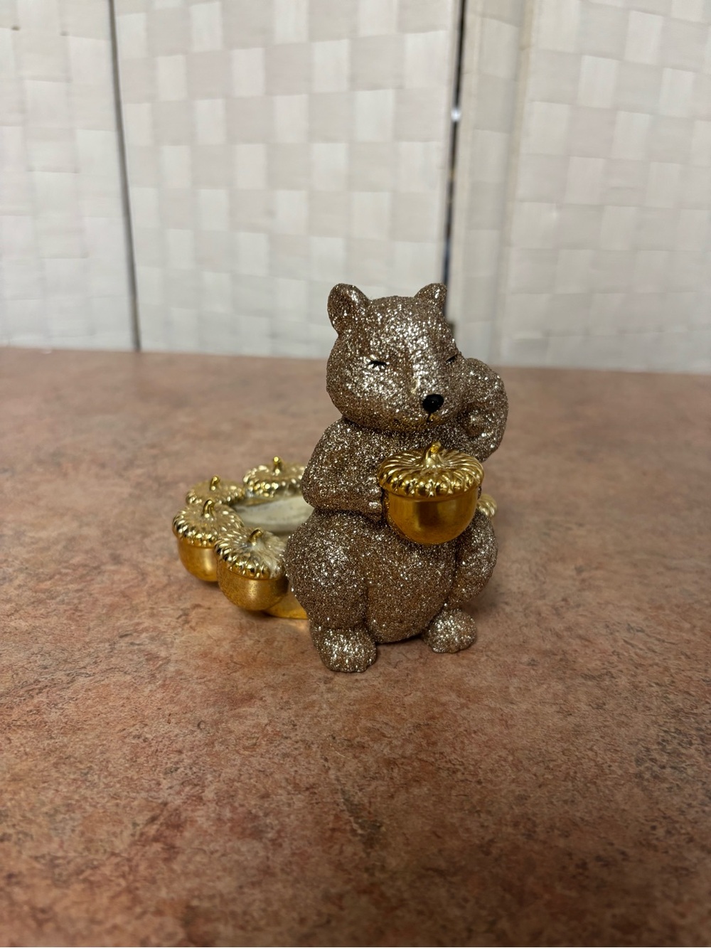 Bath & Body Works Glitter Gold Squirrel Acorn Foaming Soap Holder